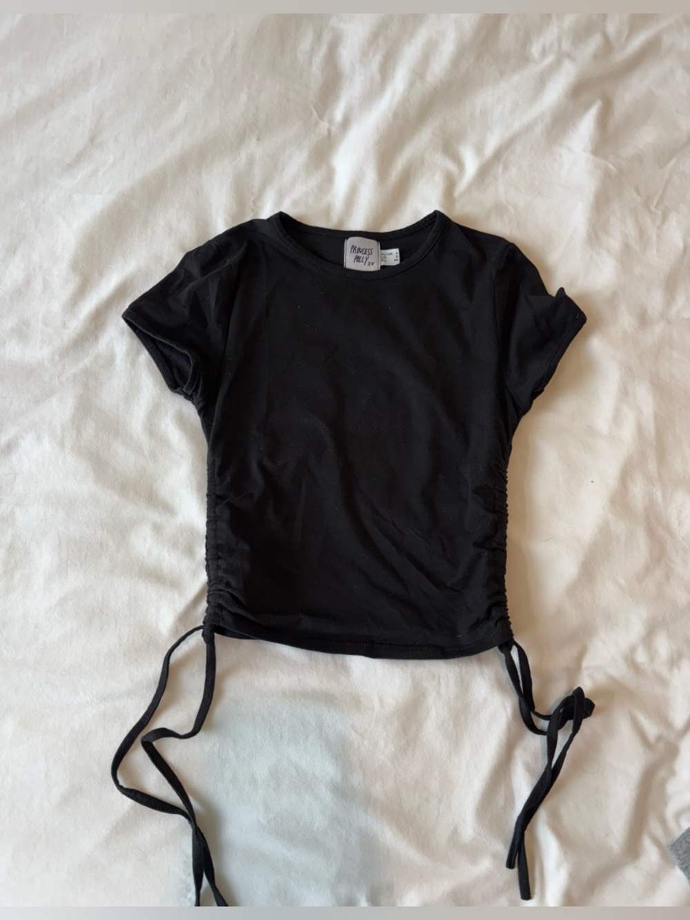 Princess Polly Black Cinched Short Sleeve Tee